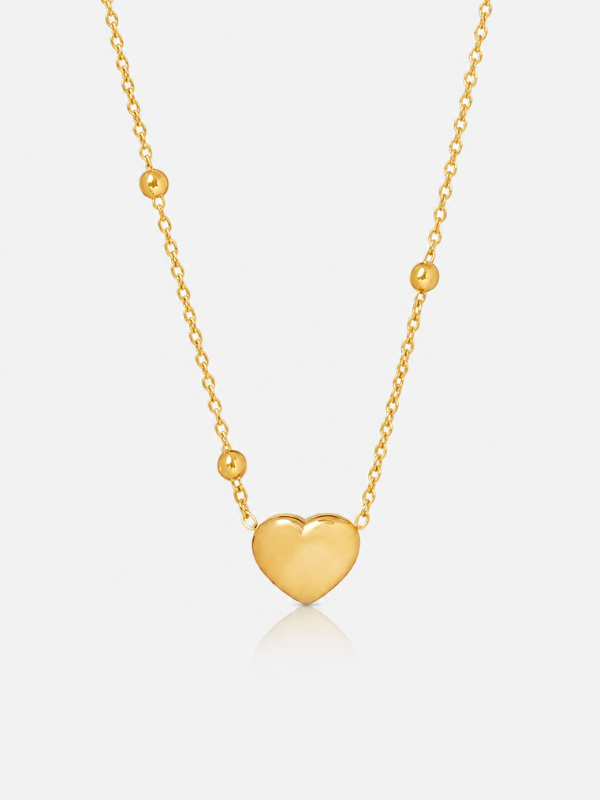 Beaded Heart 18K Gold Plated Necklace