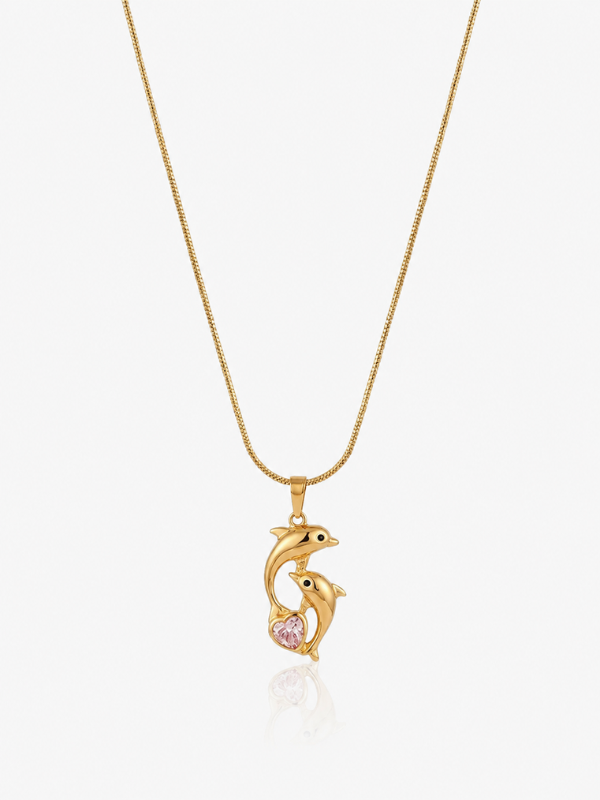 Dolphin Embrace 18K Gold Plated Nacklace