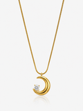 Crescent Moon 18K Gold Plated Necklace