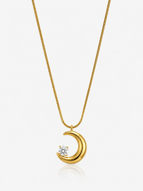 Crescent Moon 18K Gold Plated Necklace