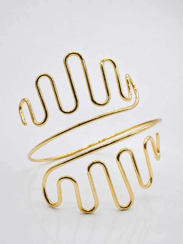 Hollow Wave Wing Open  18K Gold Plated Arm Cuff