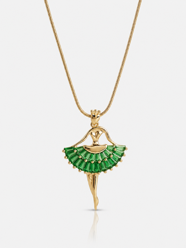 Green Ballerina  18K Gold Plated Necklace
