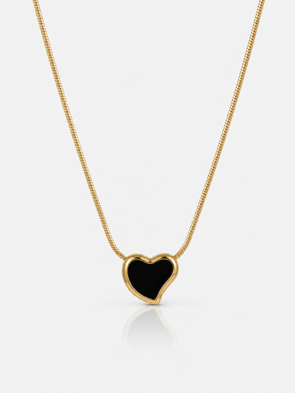 Noir Heart 18K Gold Plated Necklace
