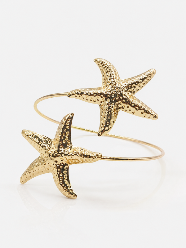 Dual Starfish 18K Gold Plated Arm Cuff