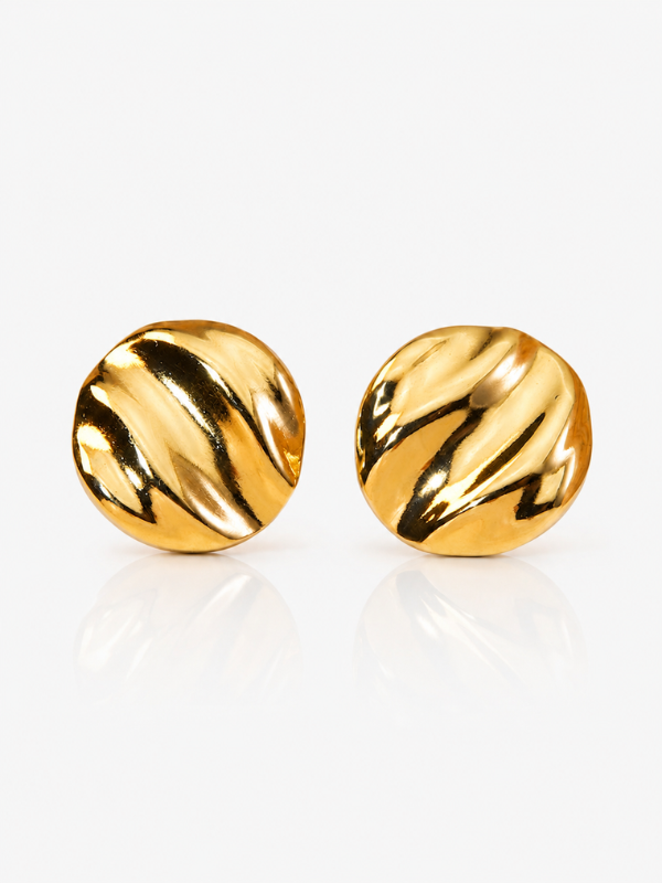 Molten Disc 18K Gold Plated Earrings