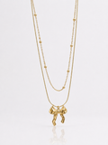 Layered Bow 18K Gold Plated Necklace