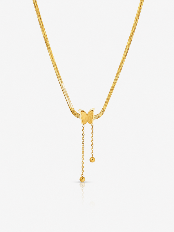 Butterfly Tassel 18K Gold Plated Necklace