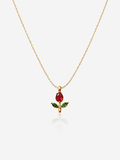 Gold-Tone Rose Tulip Pendant Necklace