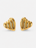 Sculpted Heart 18K Gold Plated Earrings