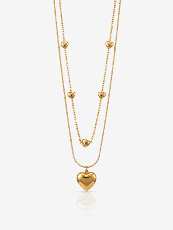 Twin Heart 18K Gold Plated Necklace