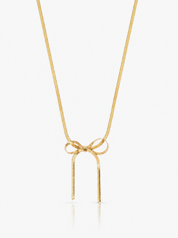 Ribbon Bow 18K Gold Plated Necklace
