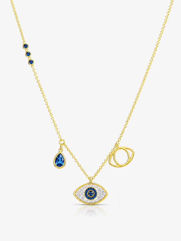 Evil Eye Charm 18K Gold Plated Necklace