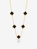 Black Lucky Clover 18K Gold Plated Necklace
