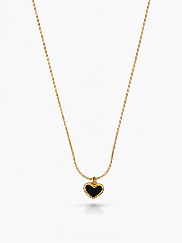 Black Heart 18K Gold Plated Necklace