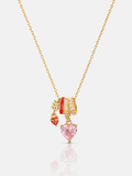 Dainty Heart Multi-Charm Zirconia 18k Gold Plated Nacklace