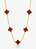 Red Lucky Clover 18K Gold Plated Necklace