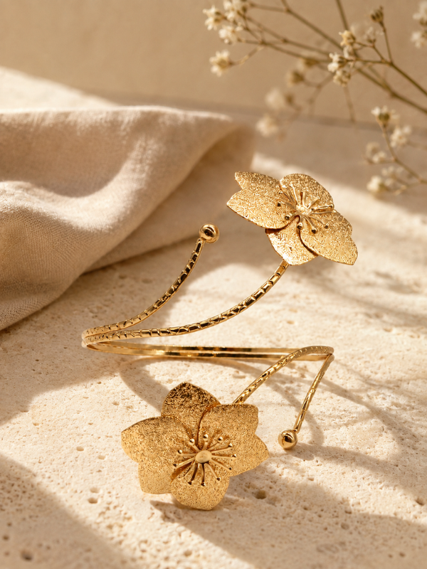 Petalveil Floral 18K Gold Plated Arm Cuff