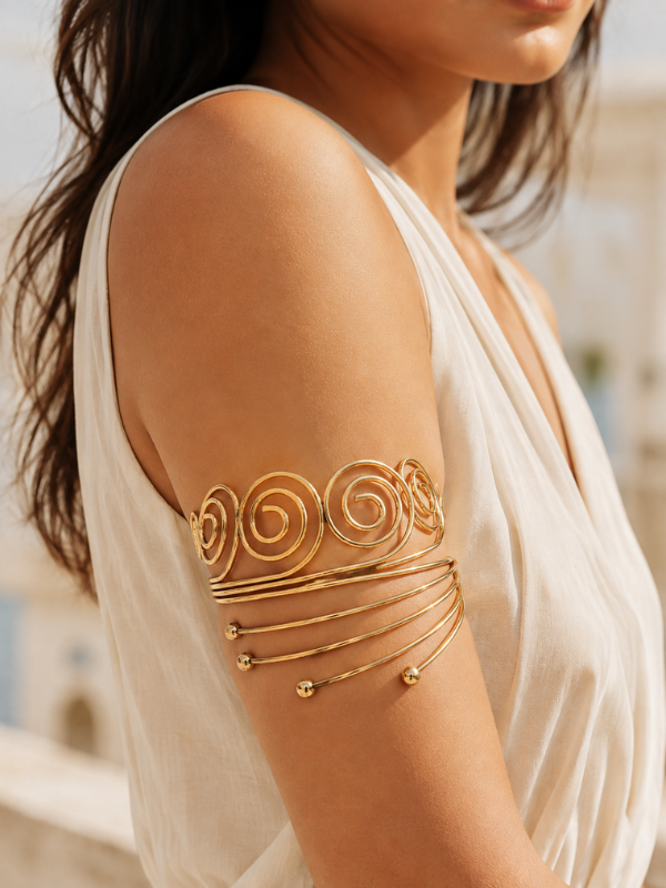 Serenelle Spiral 18K Gold Plated Arm Cuff