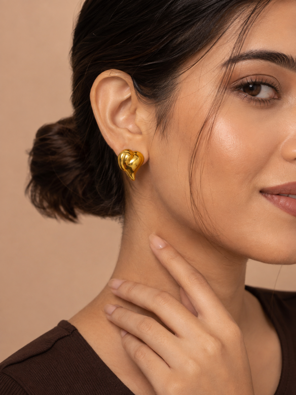 Velour Heart 18K Gold Plated Earrings