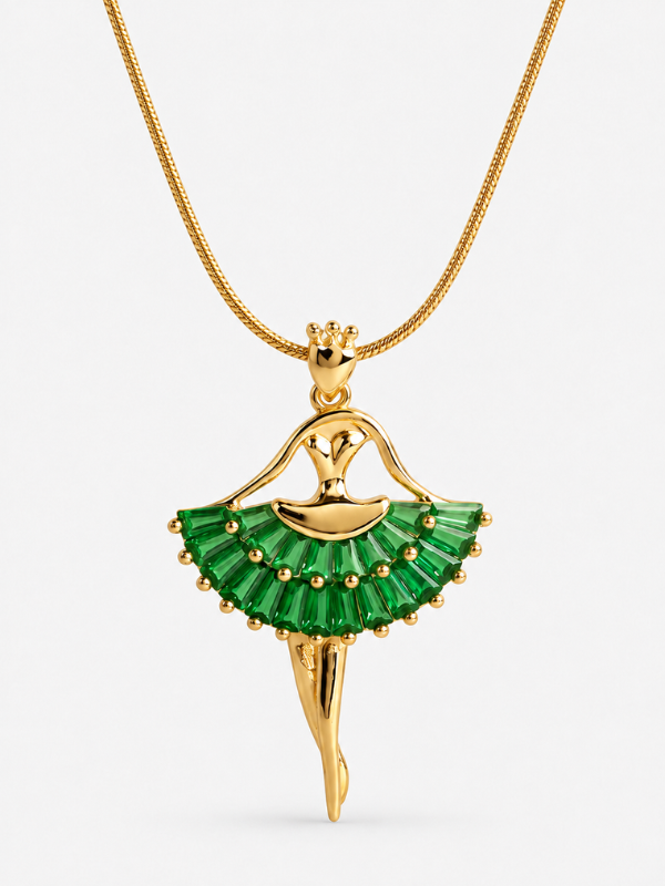 Green Ballerina  18K Gold Plated Necklace