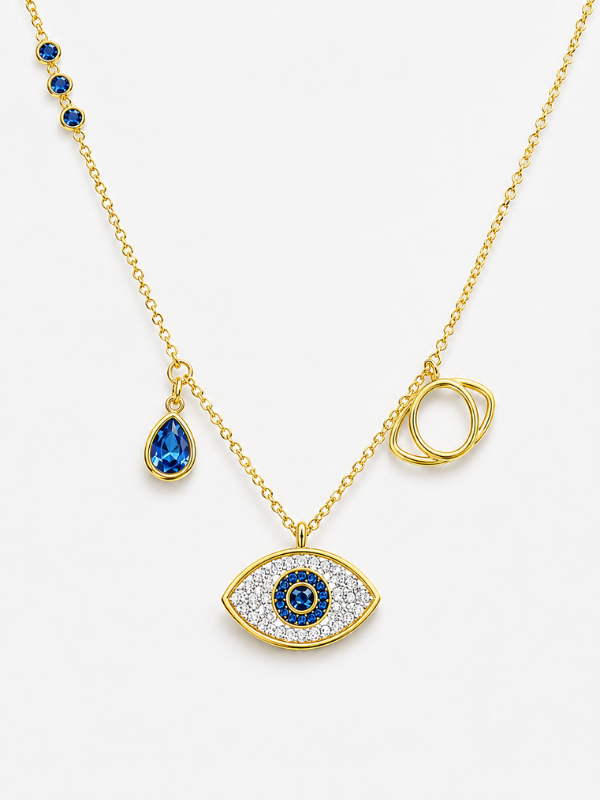 Evil Eye Charm 18K Gold Plated Necklace