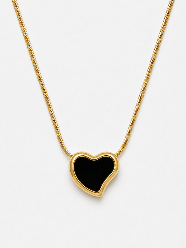 Noir Heart 18K Gold Plated Necklace