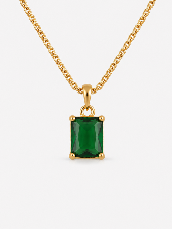 Emerald Crystal 18K Gold Plated Necklace