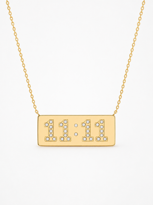 11:11 Diamond 18K Gold Plated Necklace