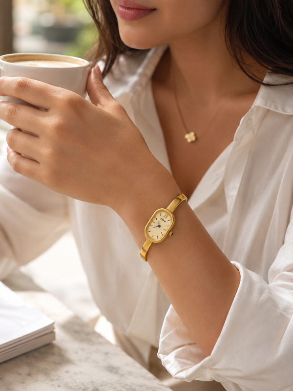 Celestine Oval Roman Dial Gold-Tone Watch