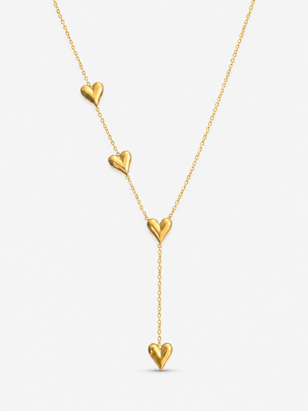 Cascading Hearts 18K Gold Plated Necklace