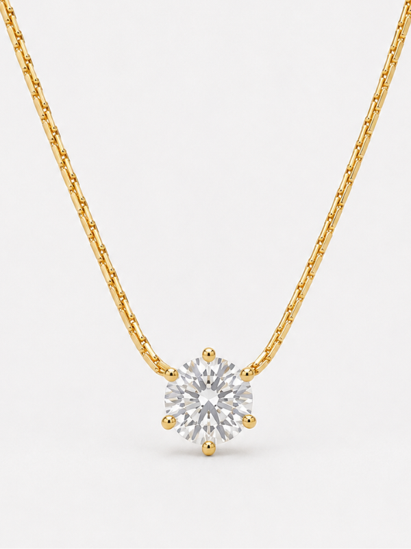 Solitaire Crystal 18K Gold Plated Necklace