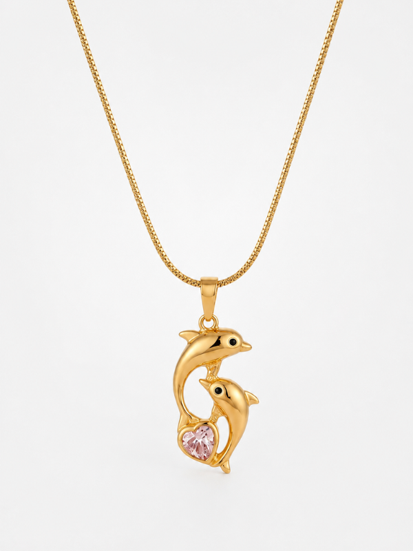 Dolphin Embrace 18K Gold Plated Nacklace