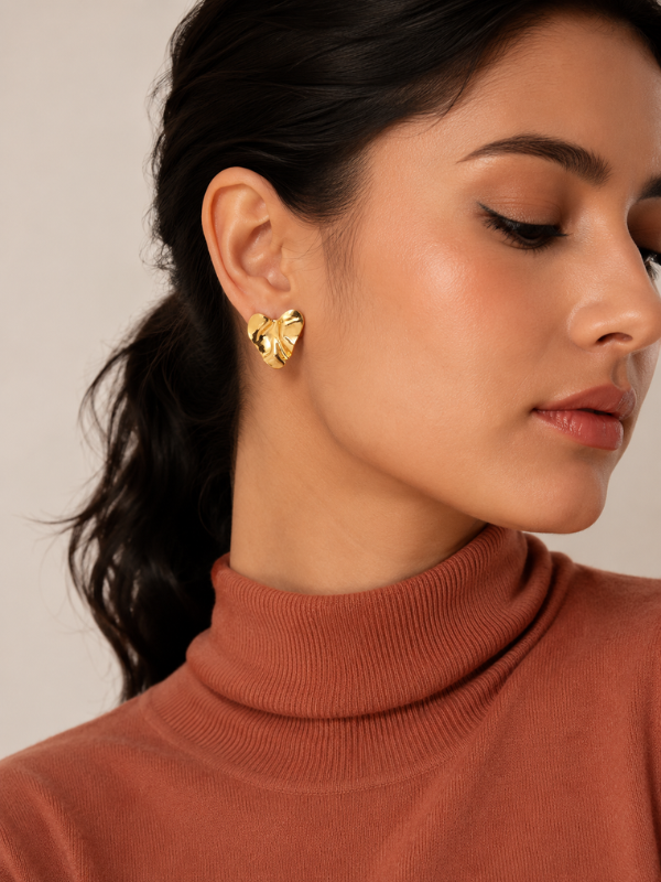 Molten Heart 18K Gold Plated Earrings