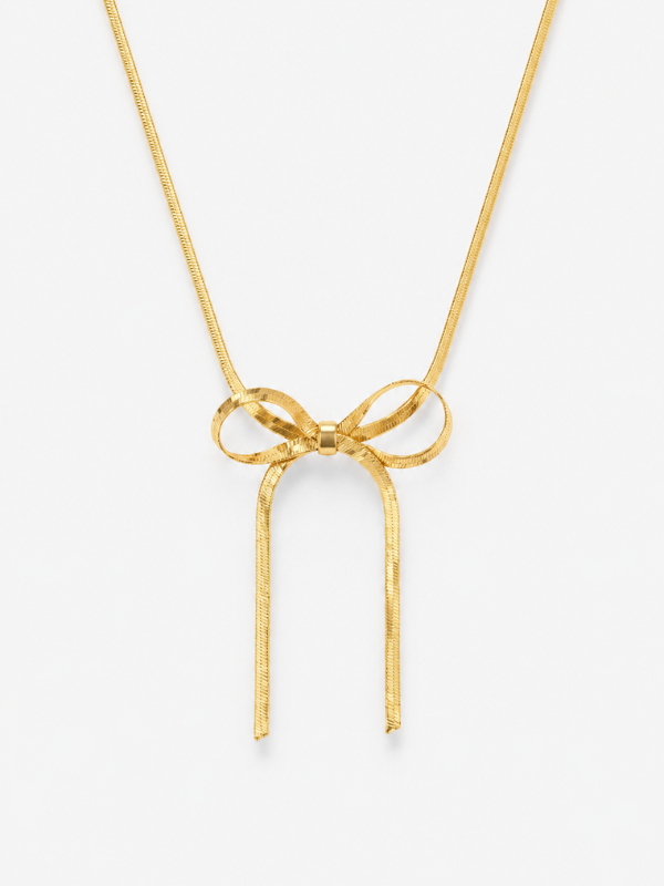 Ribbon Bow 18K Gold Plated Necklace