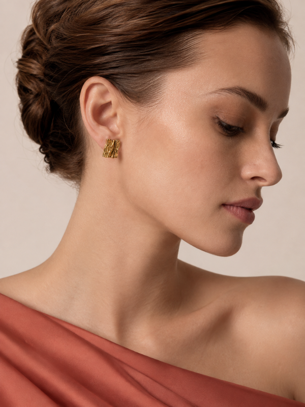 Auric Block 18K Gold Plated Earrings