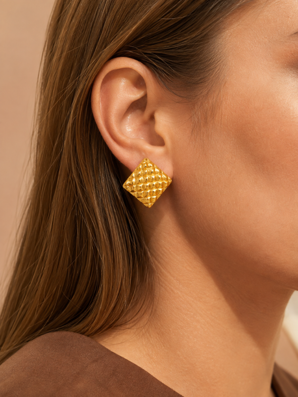 Lattice Luxe 18K Gold Plated Earrings