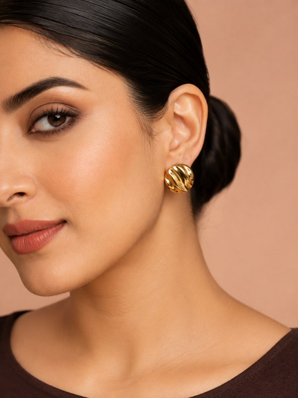 Molten Disc 18K Gold Plated Earrings