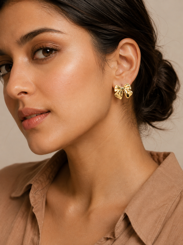 Luxe Bow 18K Gold Plated Earrings