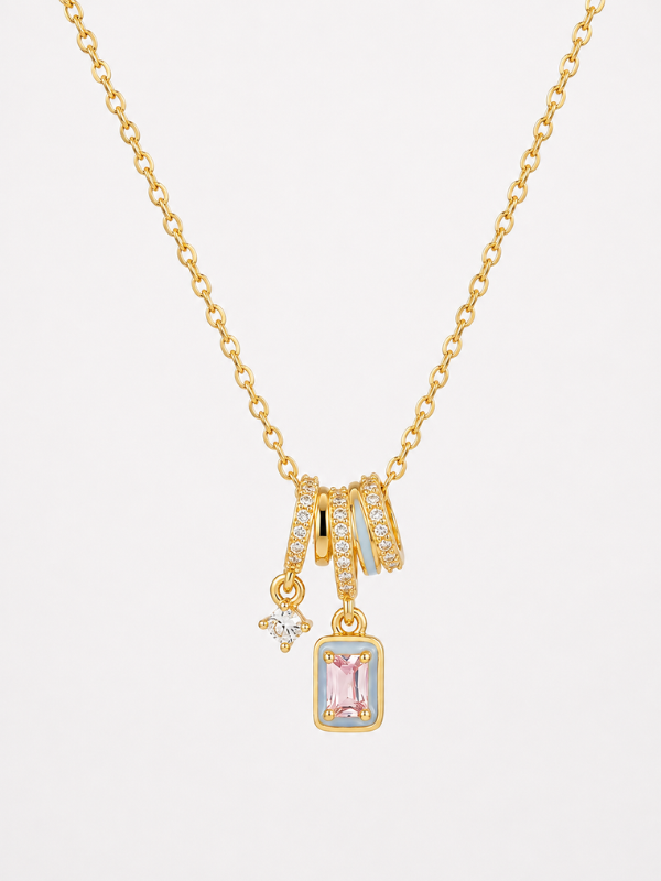 Roselle Prism Charm 18K Gold Plated Necklace
