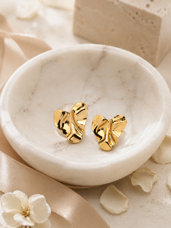 Molten Heart 18K Gold Plated Earrings
