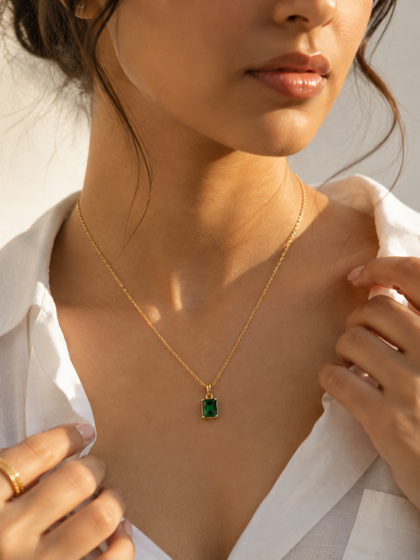 Emerald Crystal 18K Gold Plated Necklace