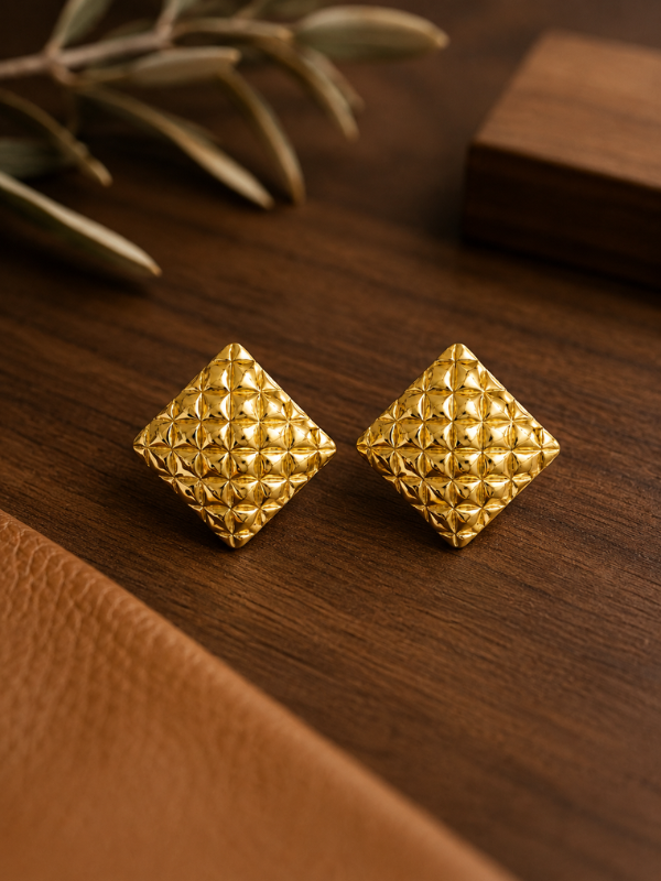 Lattice Luxe 18K Gold Plated Earrings