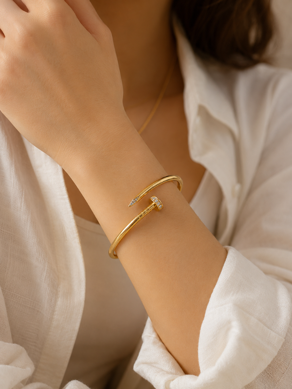 Pavé Nail 18K Gold Plated Bangle