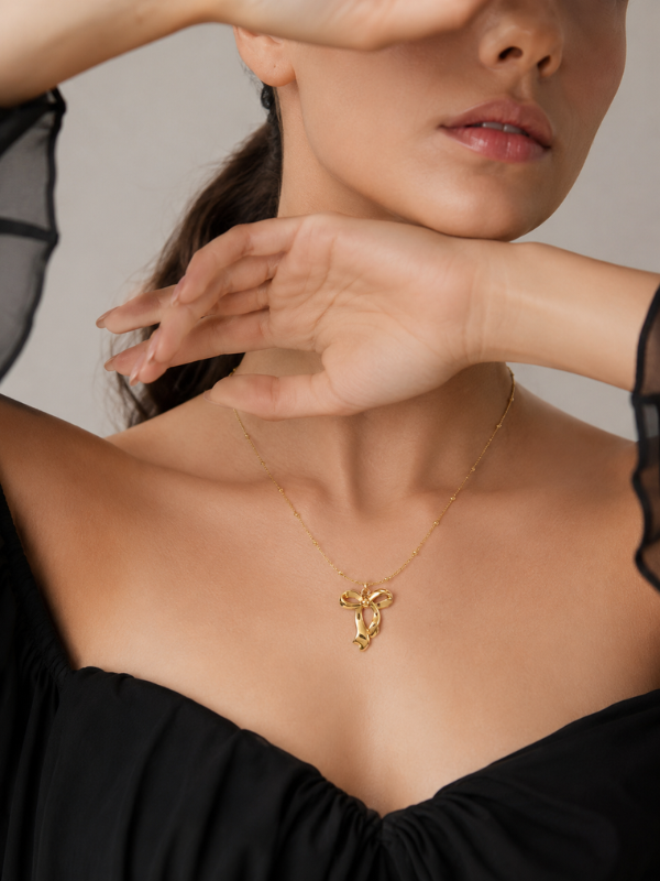 Ribbon Bow 18K Gold Plated Necklace