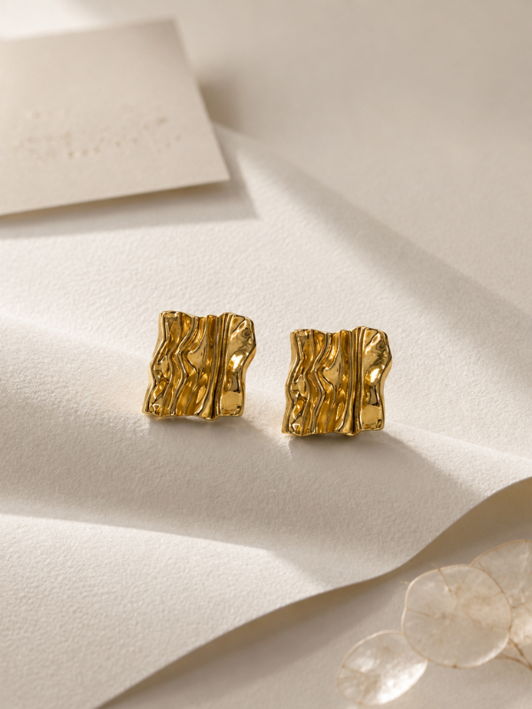 Auric Block 18K Gold Plated Earrings