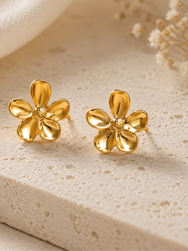 Bloom Flower 18K Gold Plated Earrings