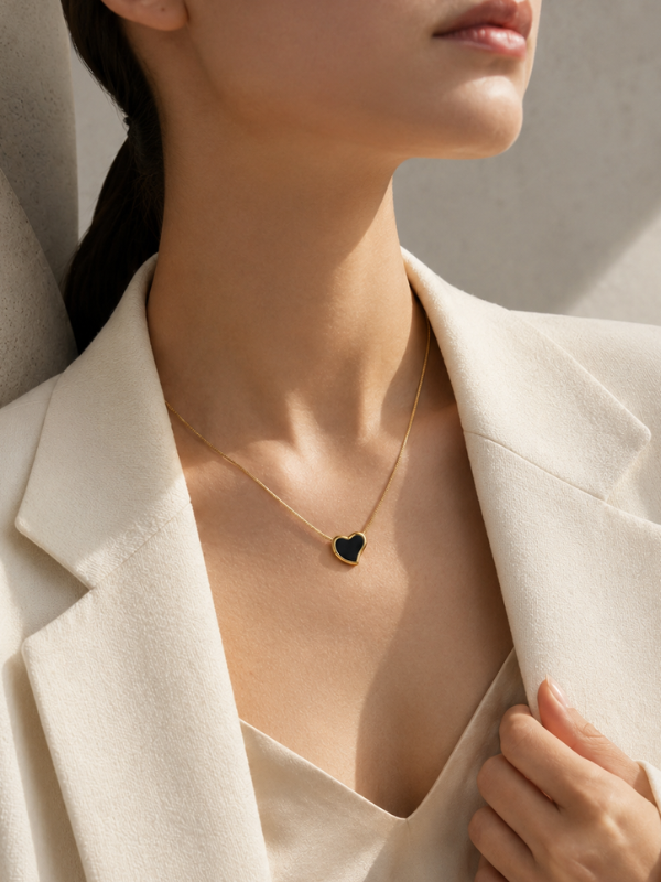 Noir Heart 18K Gold Plated Necklace