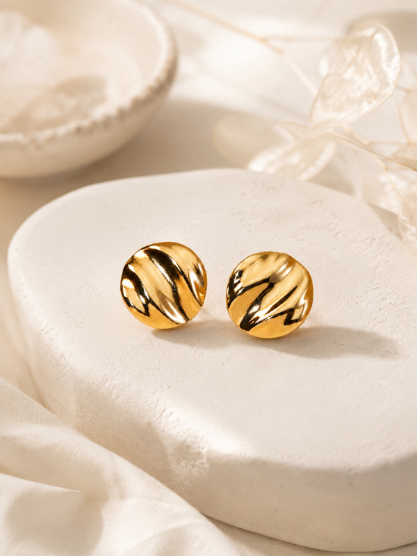 Molten Disc 18K Gold Plated Earrings