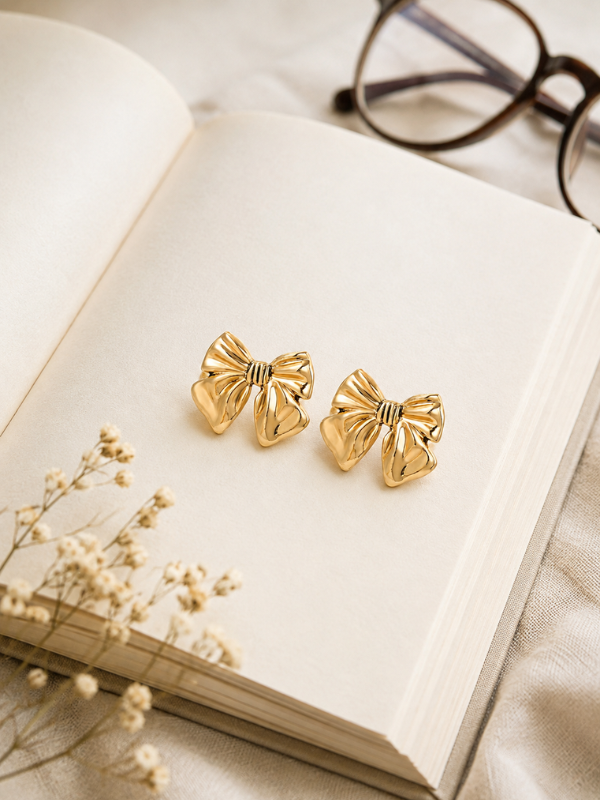 Luxe Bow 18K Gold Plated Earrings