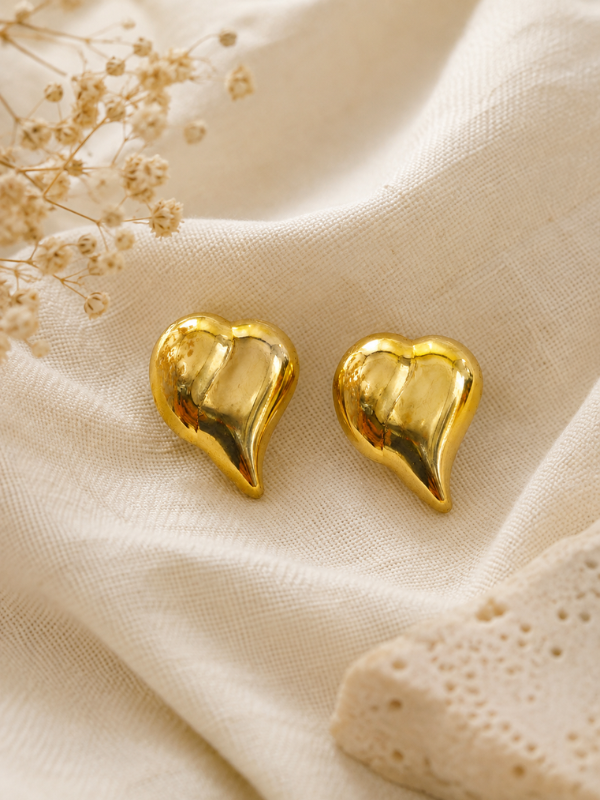 Velour Heart 18K Gold Plated Earrings